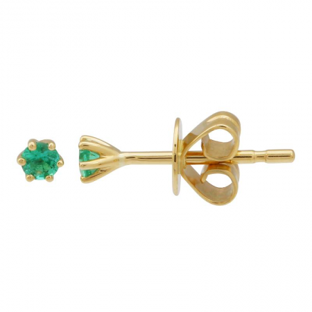 14k Yellow Gold Emerald 6 Prongs Stud Earrings