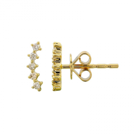 14k Yellow Gold Arc Shape Diamond Stud Earrings