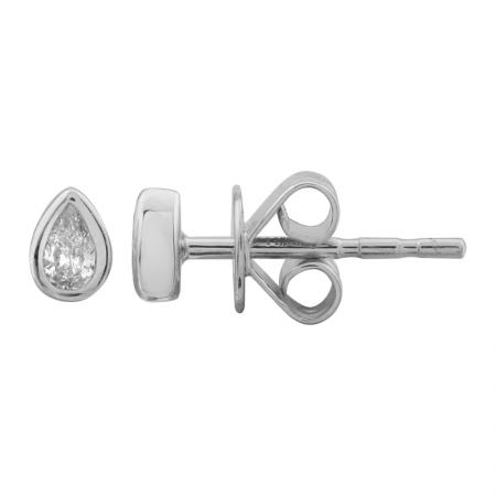14k White Gold Pear Shape Diamond Stud Earrings