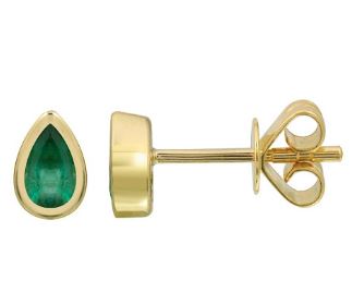 14K Yellow Gold Pear Shaped Bezel Stud Earrings
