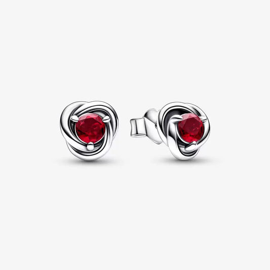 True Red Eternity Circle Pandora Stud Earrings