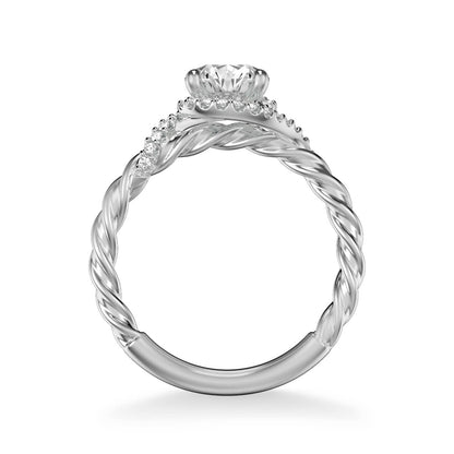 Jolie Contemporary Round Halo Rope Diamond Engagement Ring