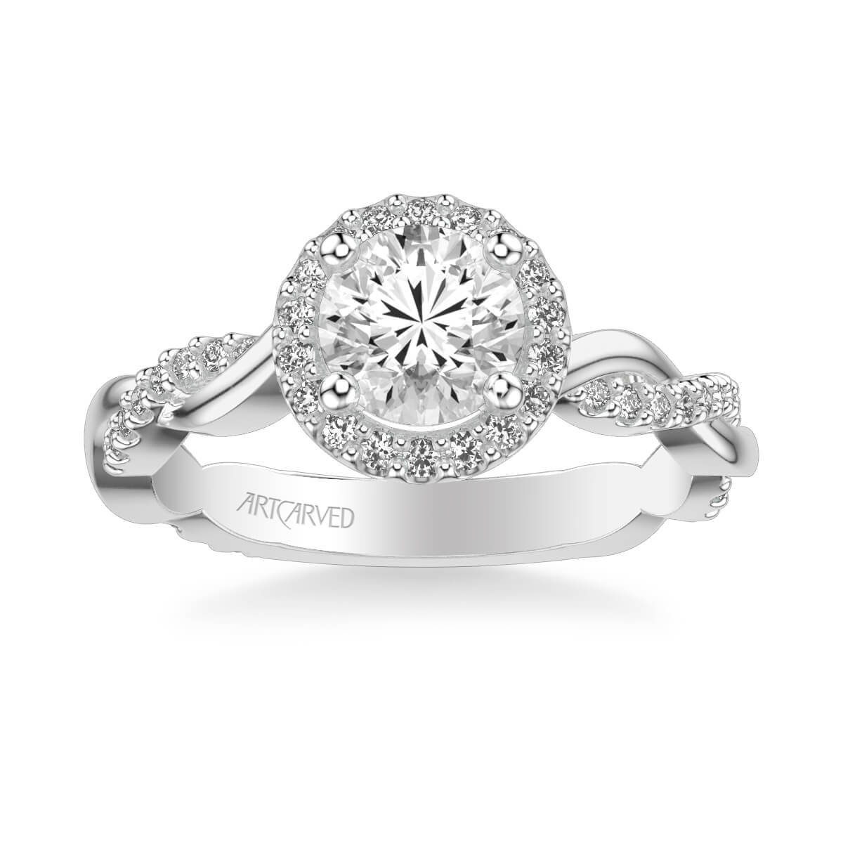Kinsley Contemporary Round Halo Twist Diamond Engagement Ring