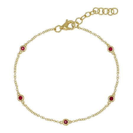 14k Yellow Gold Ruby Station Bracelet