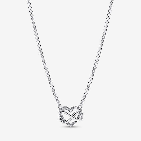 Sparkling Infinity Heart Pandora Collier Necklace