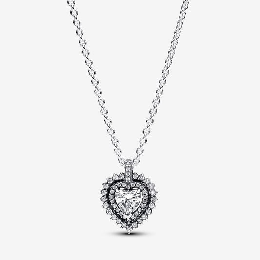 Sparkling Heart Halo Pendant Pandora Necklace