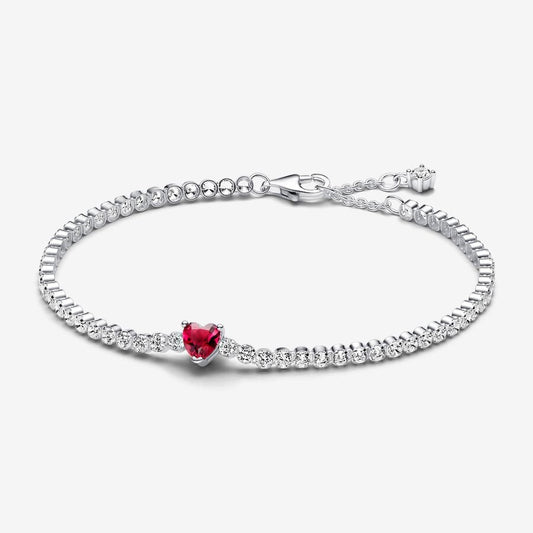 Red Sparkling Heart Pandora Tennis Bracelet