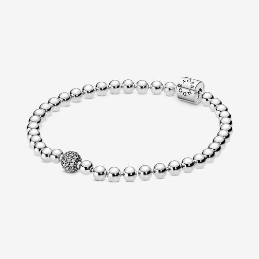 Beads & Pave Sterling Silver Pandora Bracelet