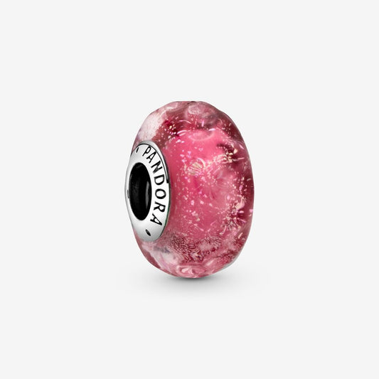 Wavy Fancy Pink Murano Glass Pandora Charm