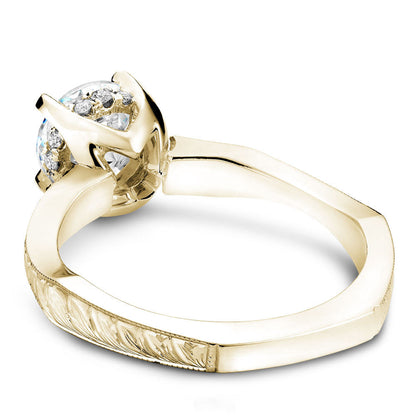 Noam Carver Hand Engraved Solitaire with Diamond Detail Setting Engagement Ring B020-04EA