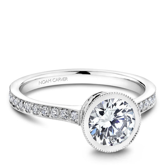 Noam Carver Micro Pav�� with Bezel Diamond Top Engagement Ring B025-02A