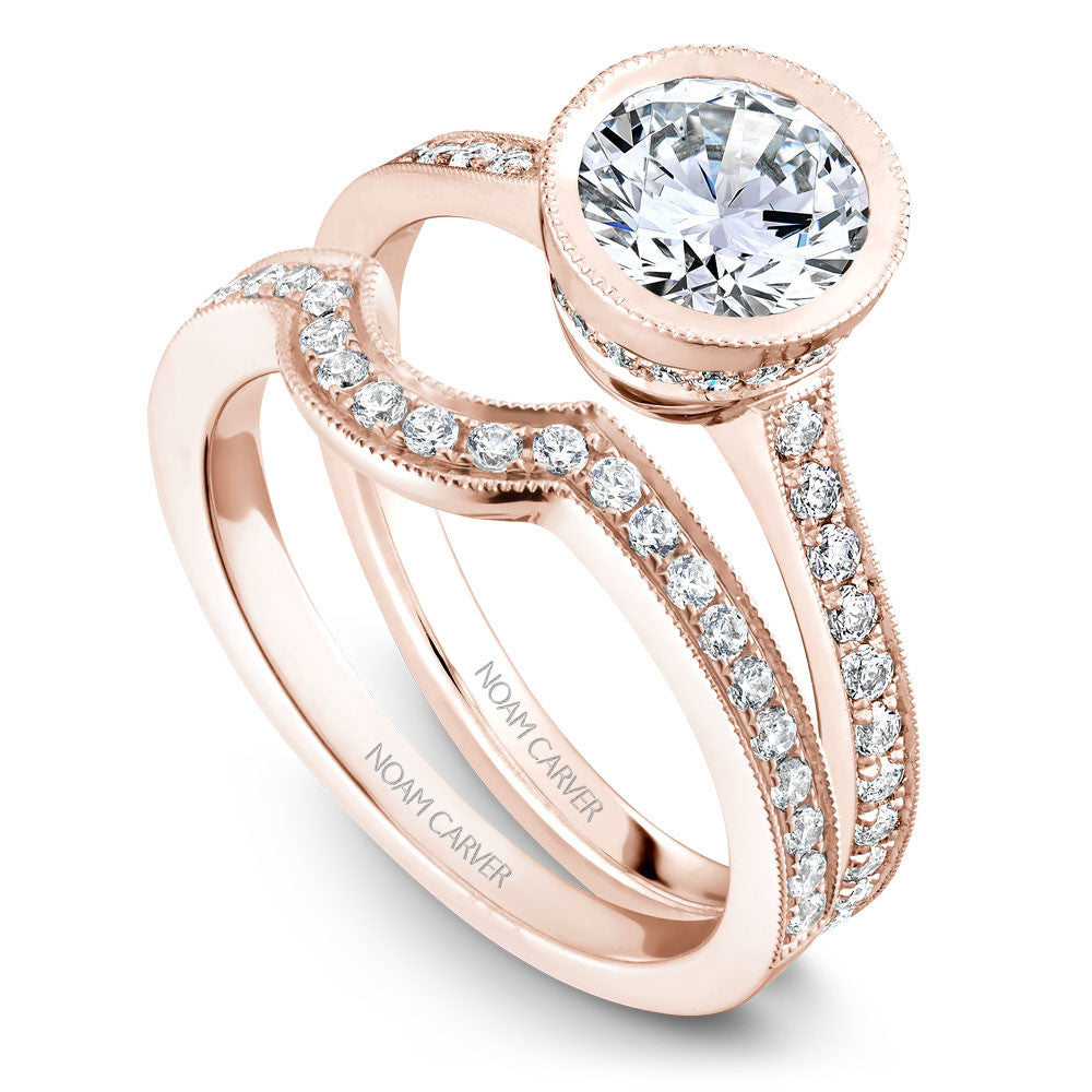 Noam Carver Micro Pav�� with Bezel Diamond Top Engagement Ring B025-02A