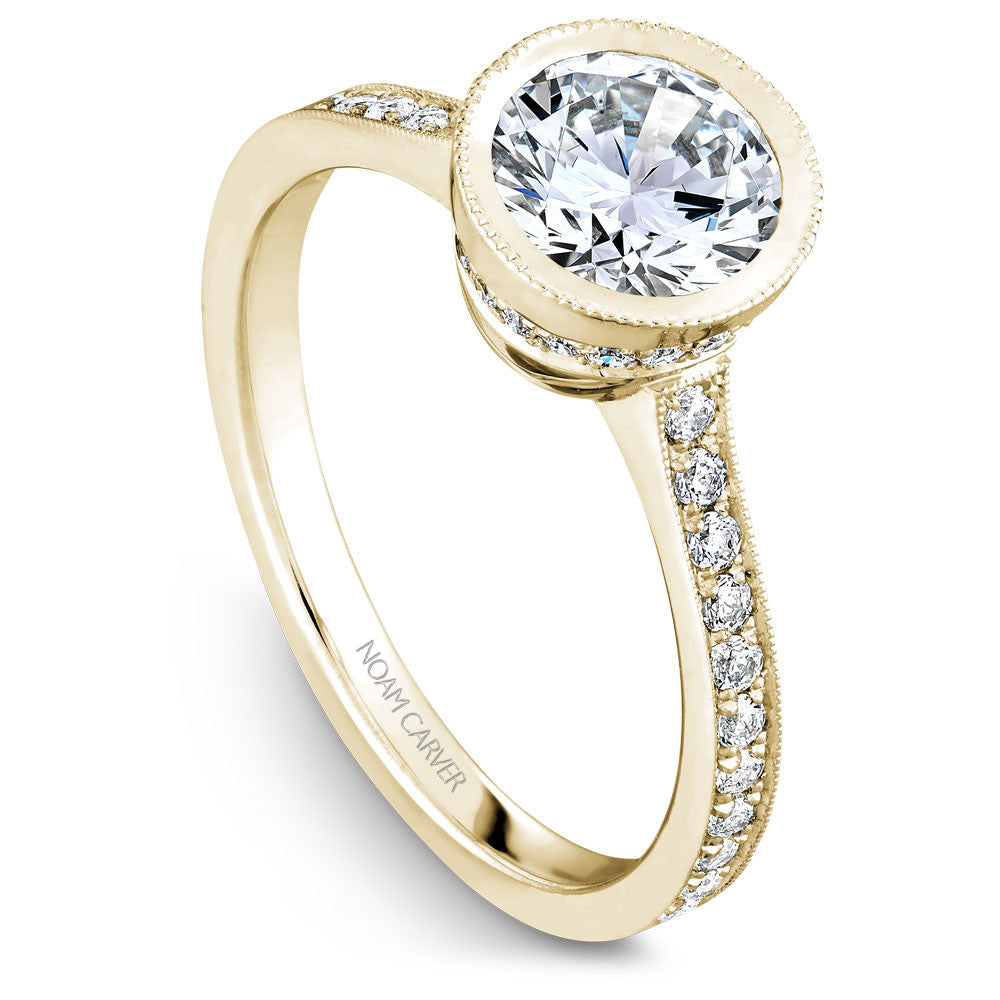 Noam Carver Micro Pav�� with Bezel Diamond Top Engagement Ring B025-02A