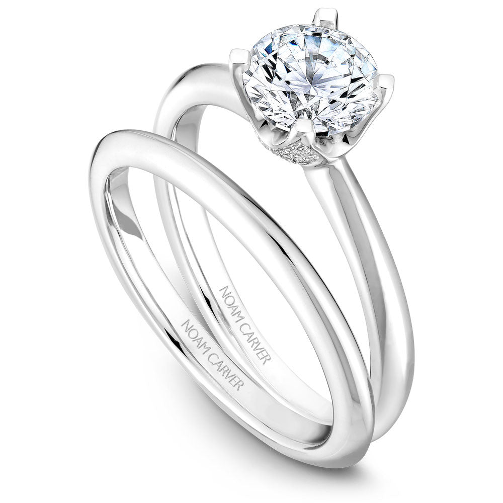 Noam Carver Solitaire with Diamond Detail Setting Engagement Ring B027-03A