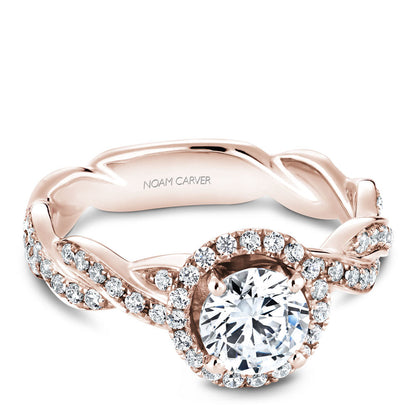 Noam Carver Twisted Shoulder Diamond Halo Engagement Ring B060-01A