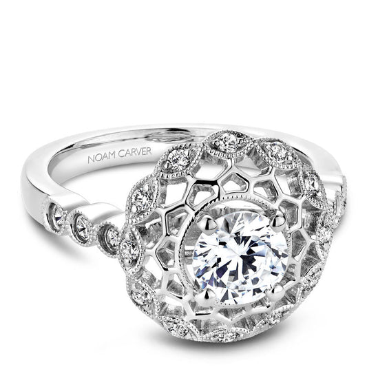 Noam Carver Vintage Inspired Diamond Halo Engagement Ring B068-01A
