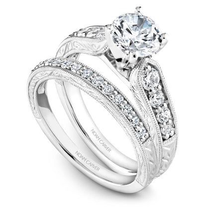 Noam Carver Carved Detail Prong Set Diamond Engagement Ring B174-01A