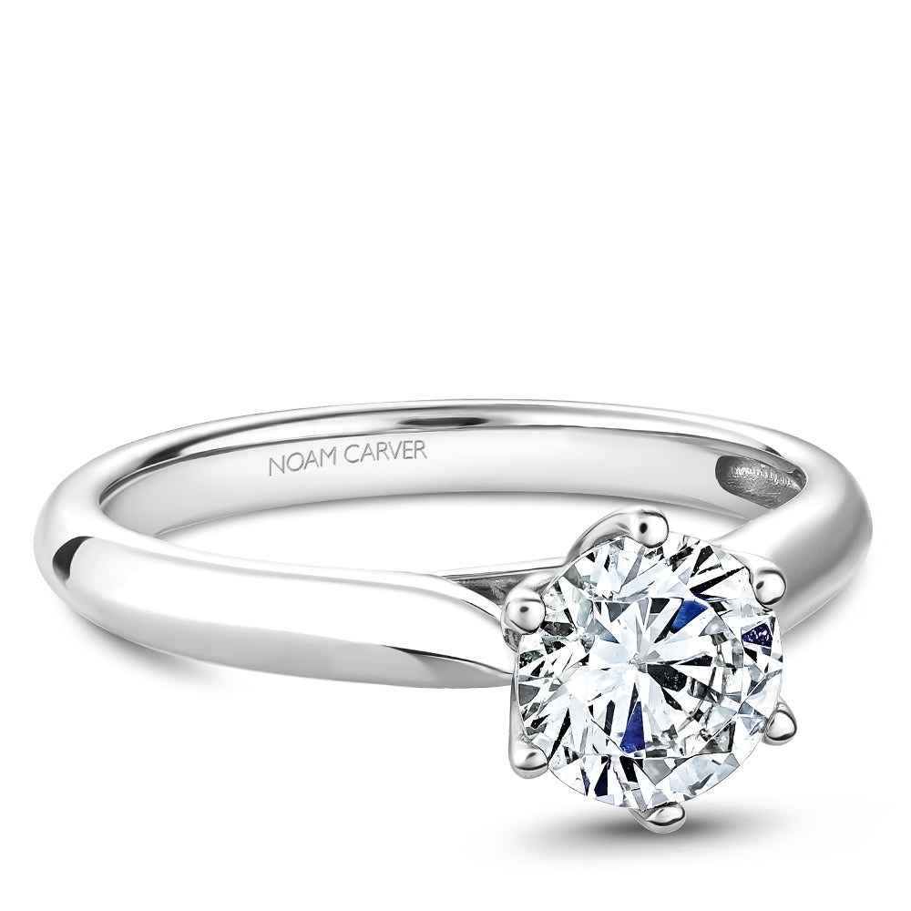 Noam Carver Classic Solitaire Engagement Ring with Diamond Detail Setting B200-01A