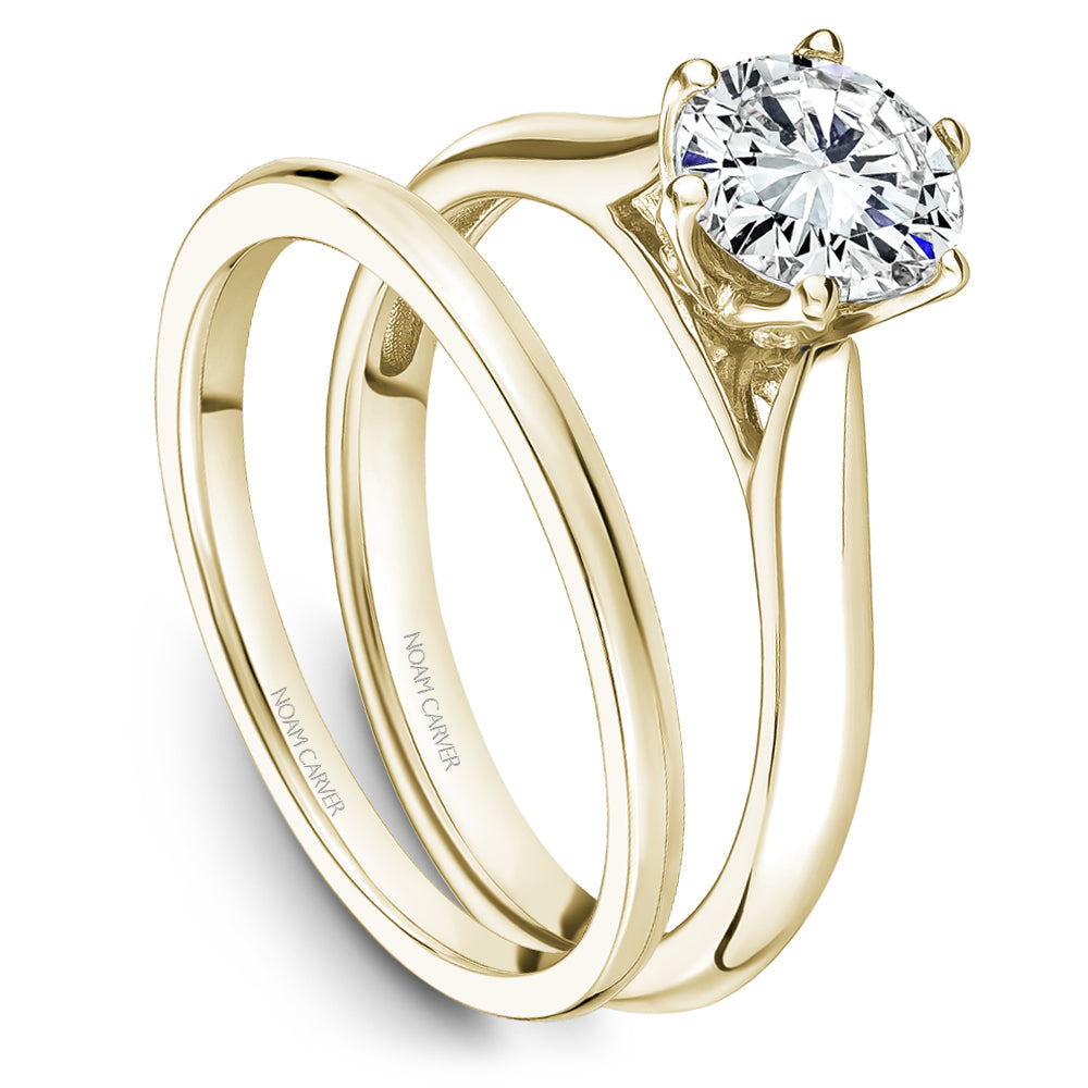 Noam Carver Classic Solitaire Engagement Ring with Diamond Detail Setting B200-01A