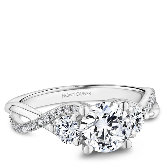 Noam Carver Three Stone Twisted Shoulder Diamond Engagement Ring B375-01A
