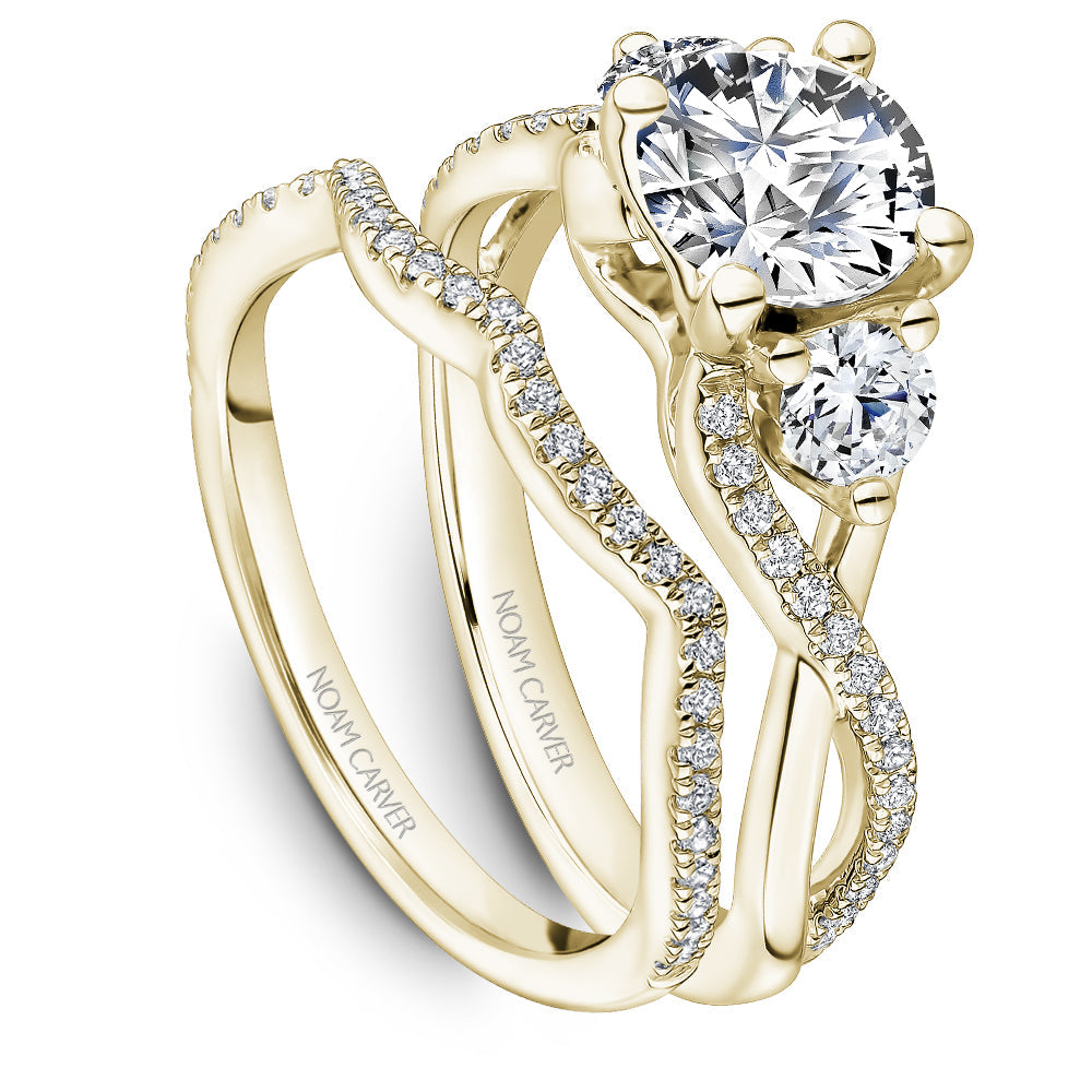 Noam Carver Three Stone Twisted Shoulder Diamond Engagement Ring B375-01A