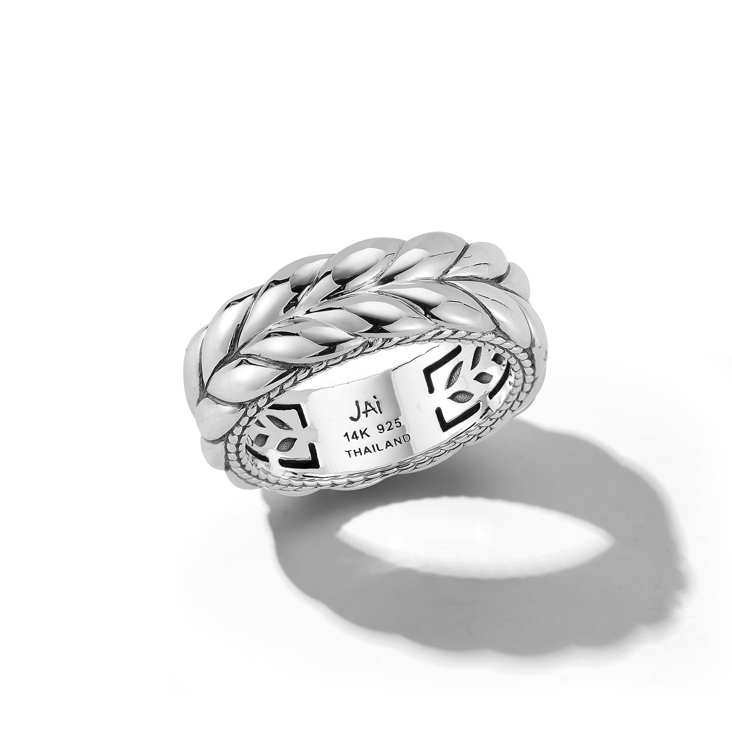 JAI Men's Sterling Silver Basketweave 8mm Band Ring