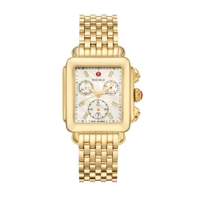 Deco 18k Gold Diamond Dial Watch