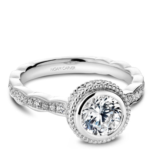 Noam Carver Bezel Halo Diamond Engagement Ring R018-01A