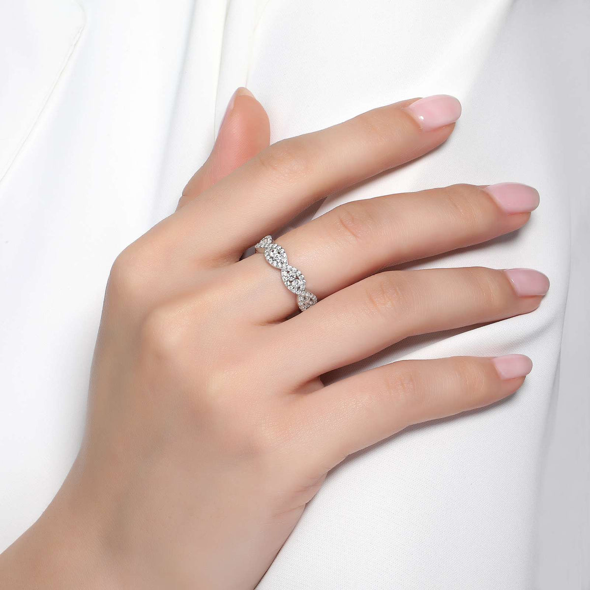 Stackable Wave Eternity Band