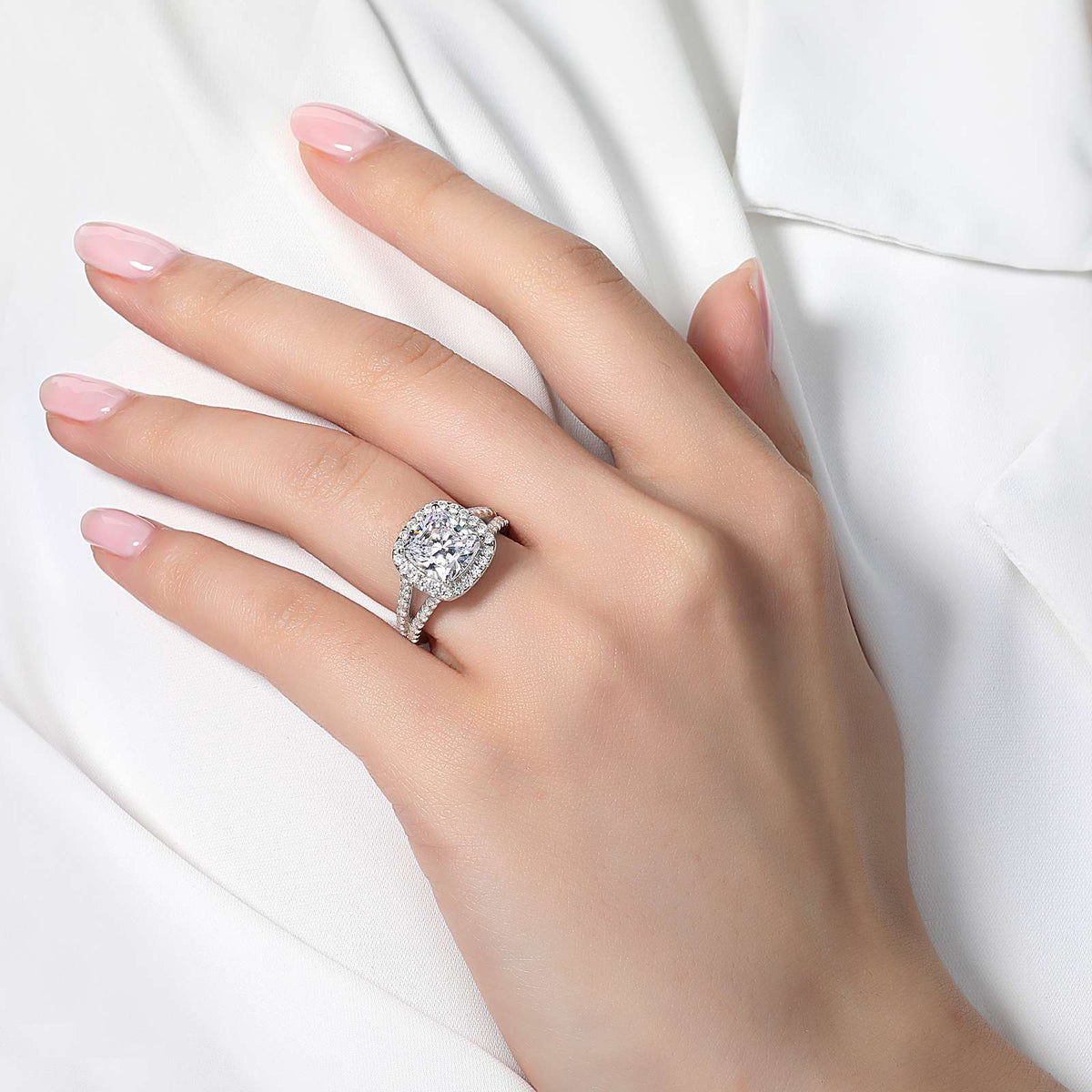 3.82 CTW Halo Engagement Ring