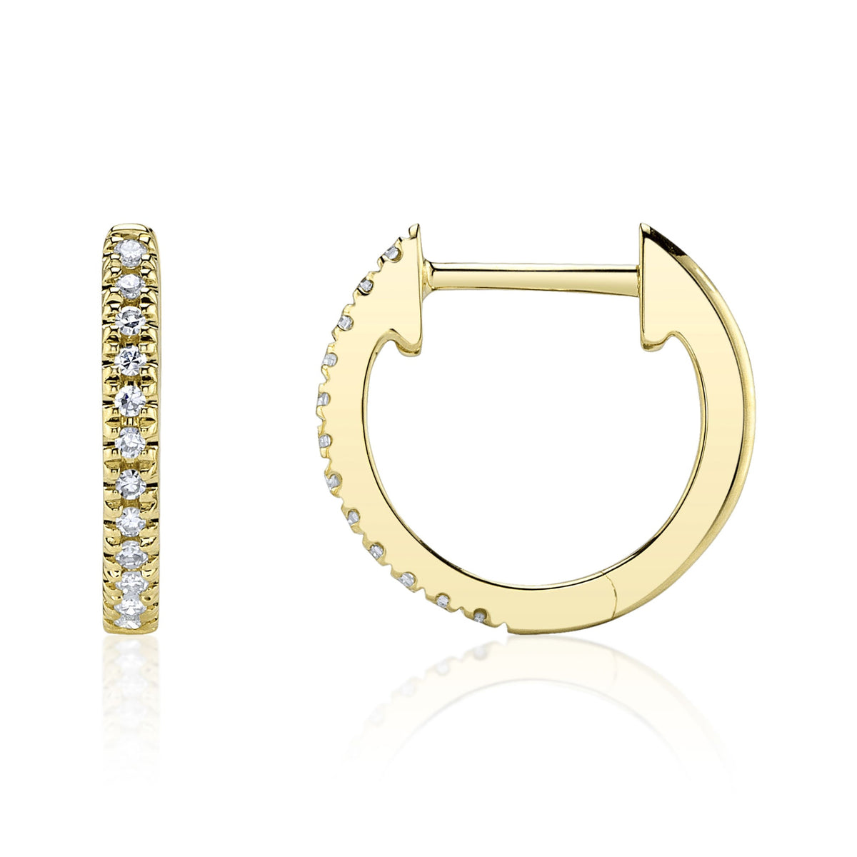 0.07CT 14K Y/G DIAMOND HUGGIE EARRING