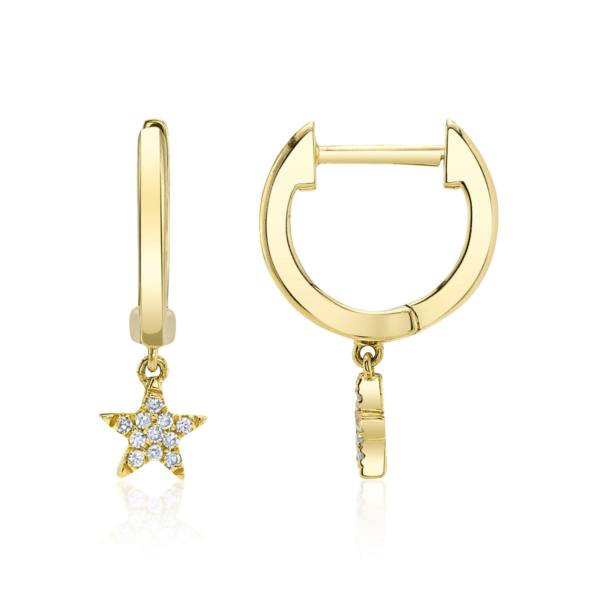 0.04CT 14K Y/G DIAMOND STAR HUGGIE EARRING