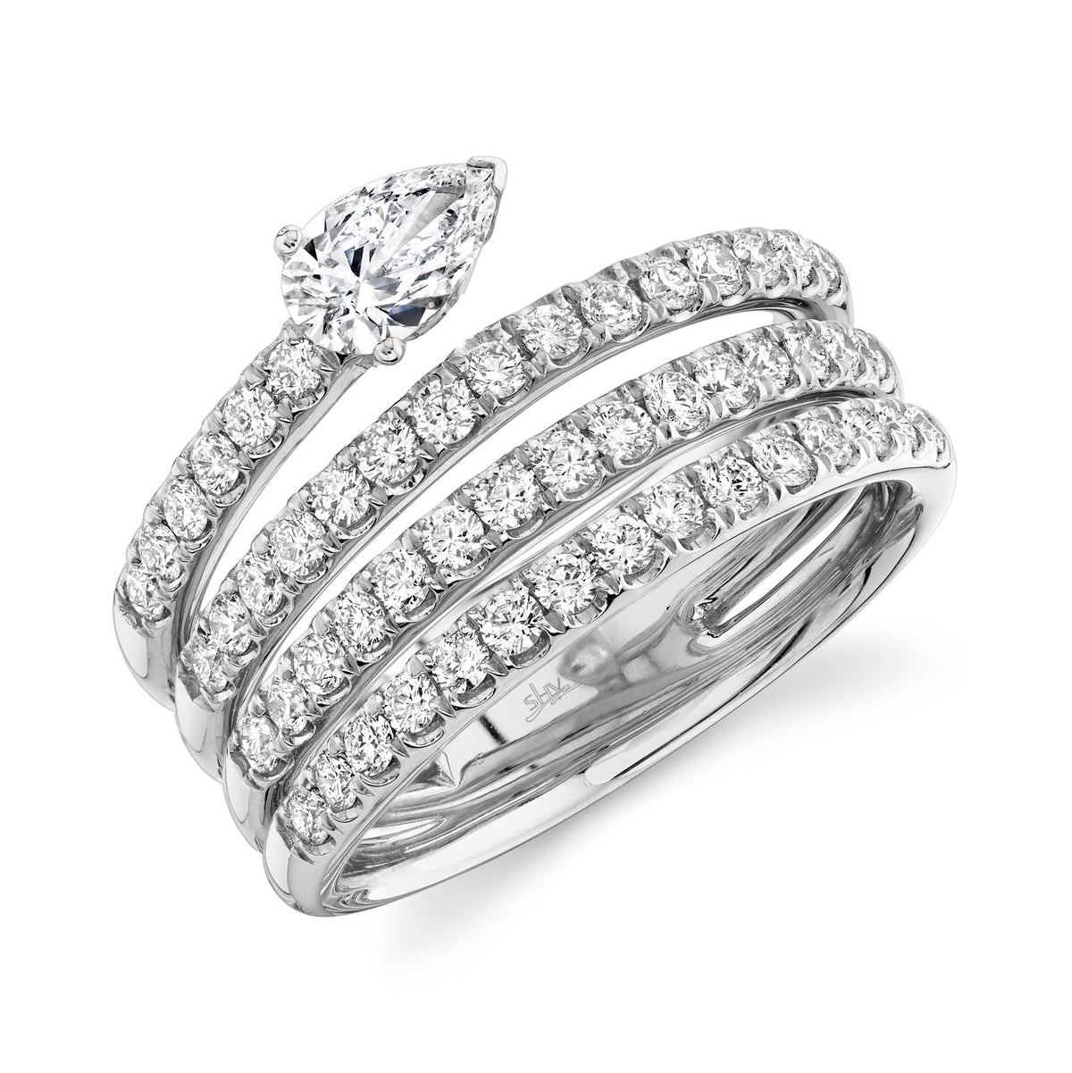 1.28CT 14K W/G DIAMOND PEAR RING SZ 6