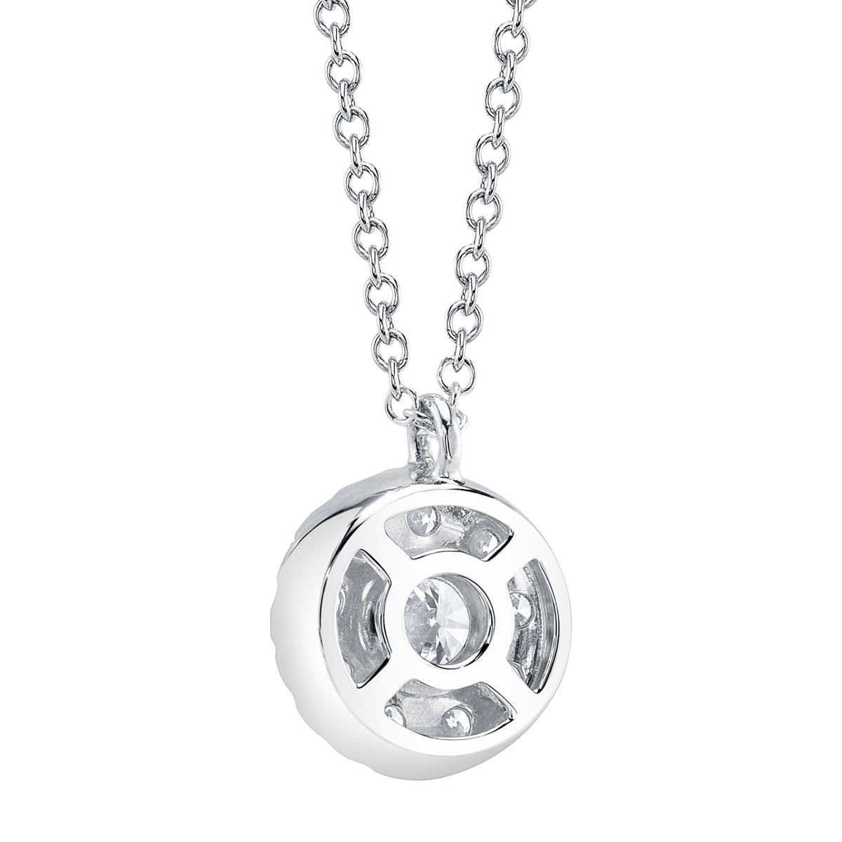 0.22CT-CTR(ROUND) 0.28CT-SIDE 14K W/G DIAMOND CLUSTER NECKLACE