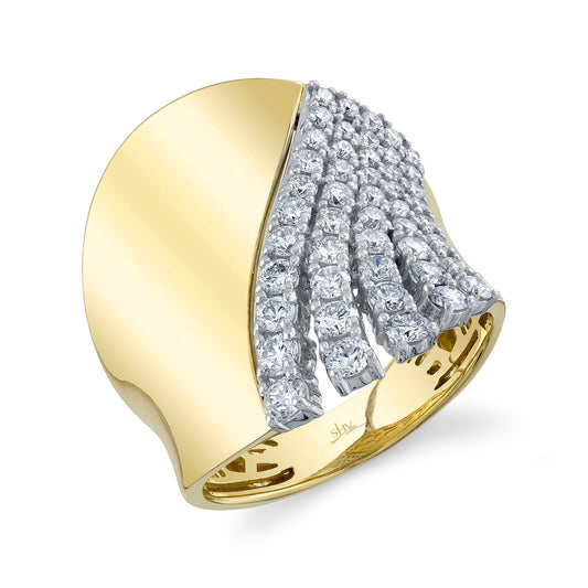 14K Yellow Gold 5 Row Diamond Ring