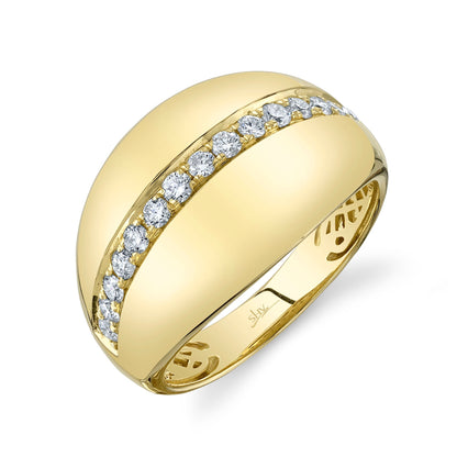 14K Yellow Gold Diamond Domed Ring