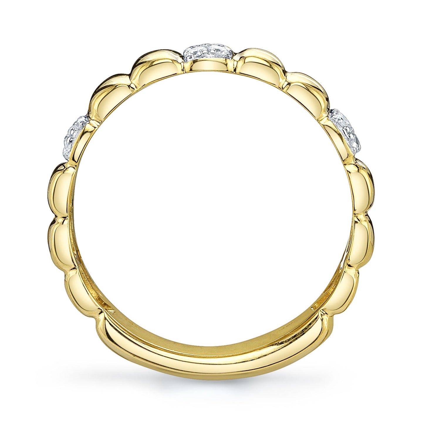 0.37CT 14K Y/G DIAMOND RIBBED RING