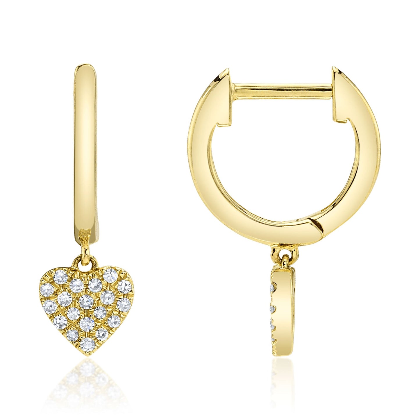 0.09CT 14K Y/G DIAMOND PAVE HEART HUGGIE EARRING