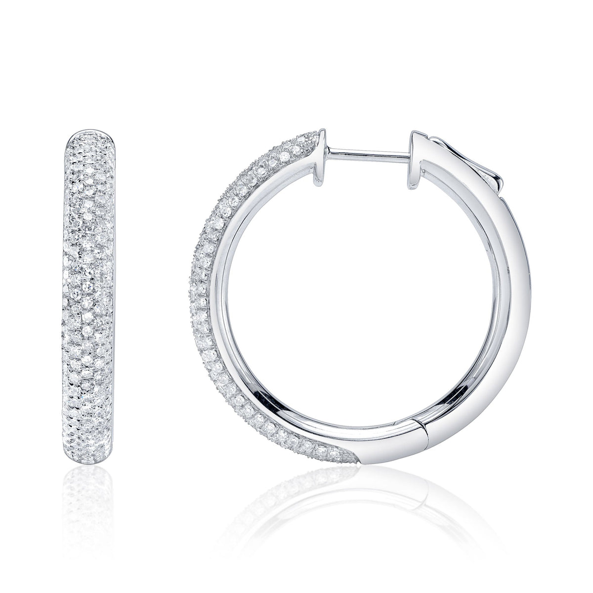 0.40CT 14K W/G DIAMOND PAVE HOOP EARRING