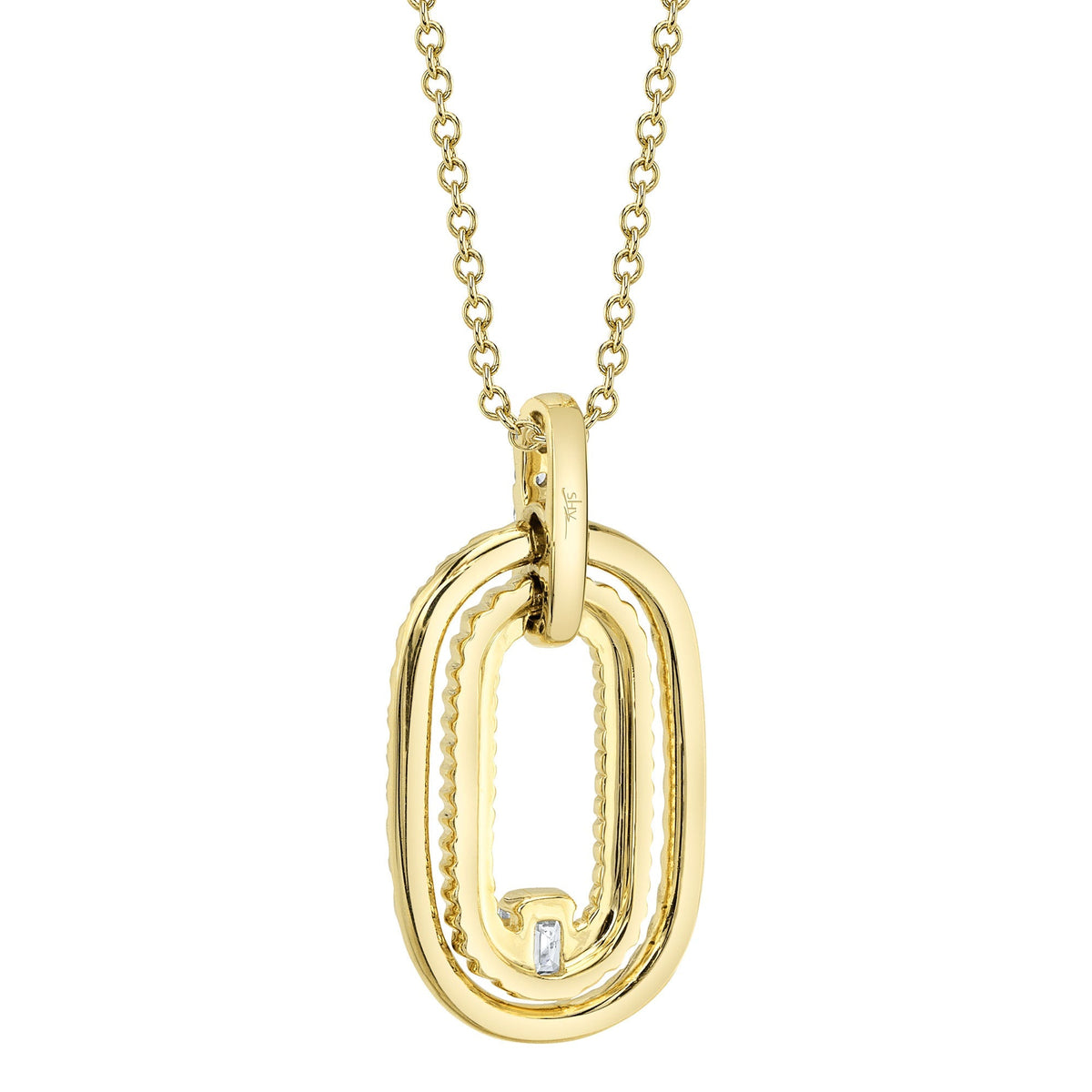 0.46CT 14K Y/G DIAMOND EMERALD RIBBED NECKLACE