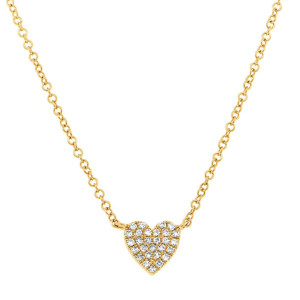 0.09CT 14K Y/G DIAMOND PAVE HEART NECKLACE