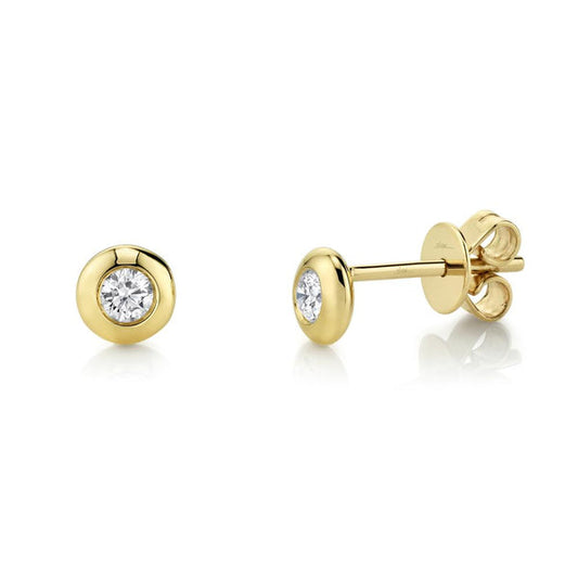 14K Yellow Gold Diamond Bezel Stud Earrings
