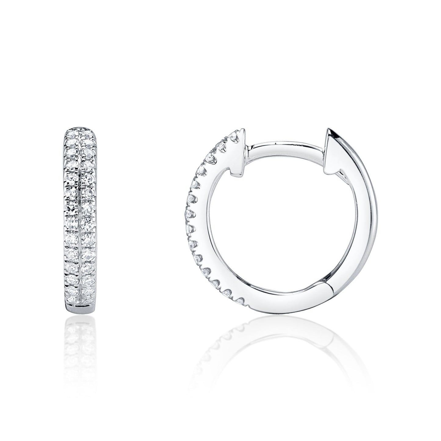 0.12CT 14K W/G DIAMOND PAVE HUGGIE EARRING