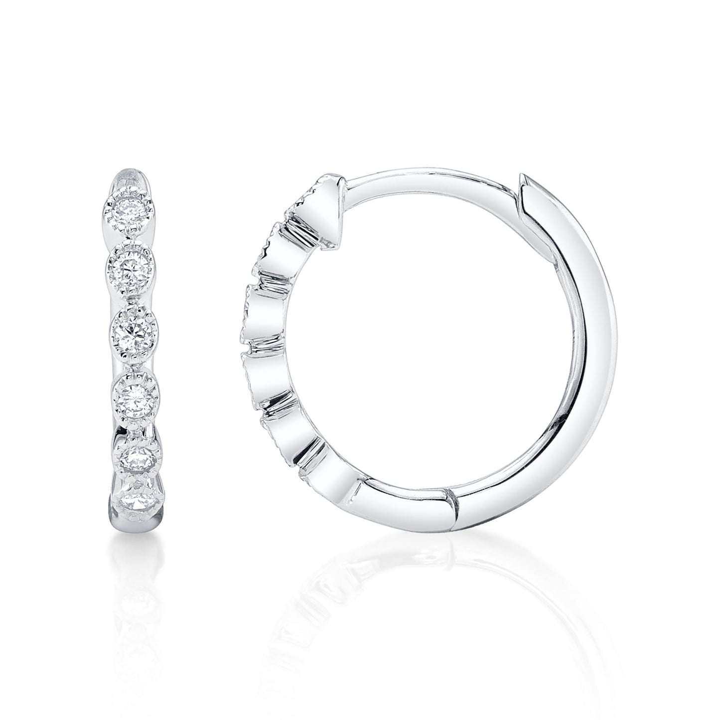 0.11CT 14K W/G DIAMOND HUGGIE EARRING