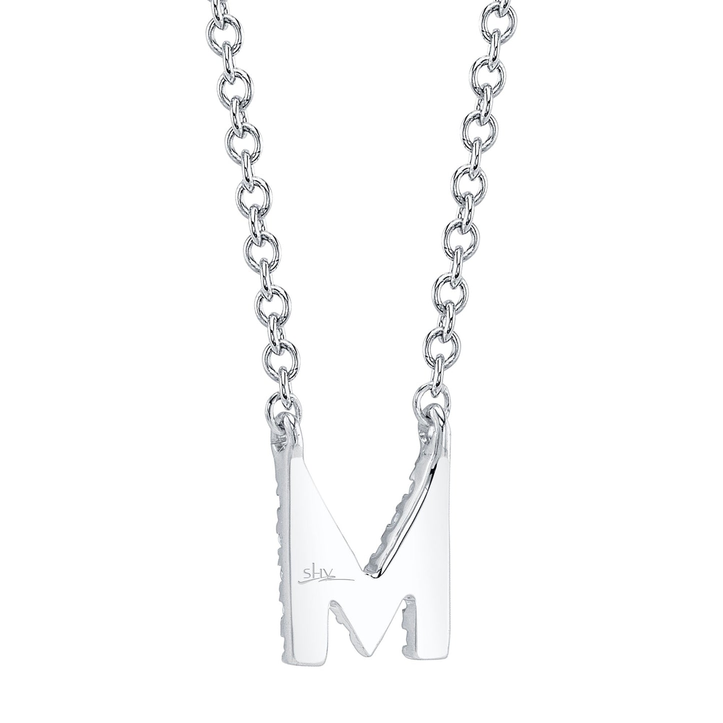 0.05CT 14K W/G DIAMOND NECKLACE - INITIAL M