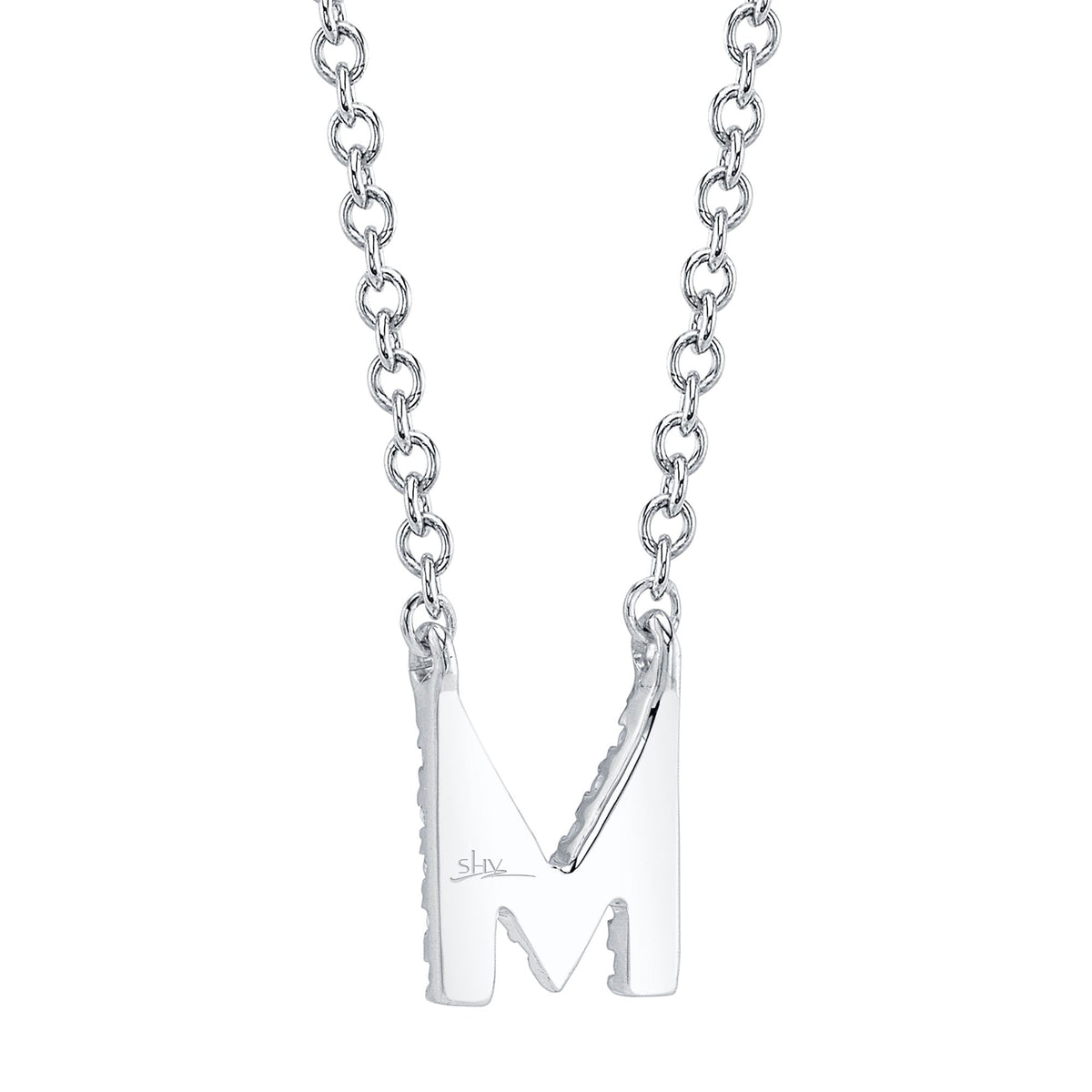 0.05CT 14K W/G DIAMOND NECKLACE - INITIAL M
