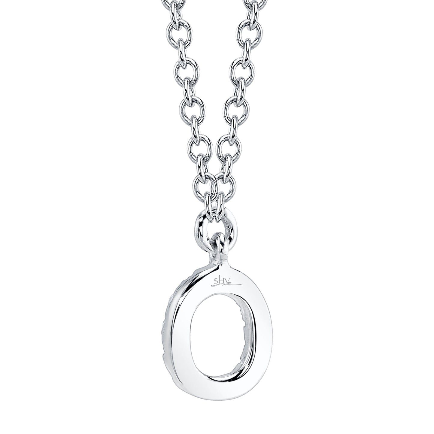 0.05CT 14K W/G DIAMOND NECKLACE - INITIAL O