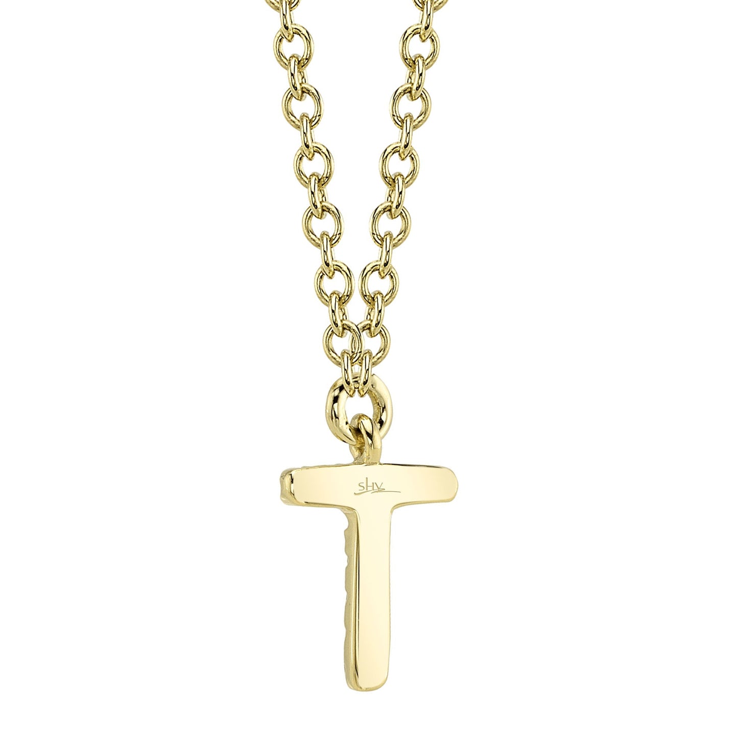 0.03CT 14K Y/G DIAMOND NECKLACE - INITIAL T