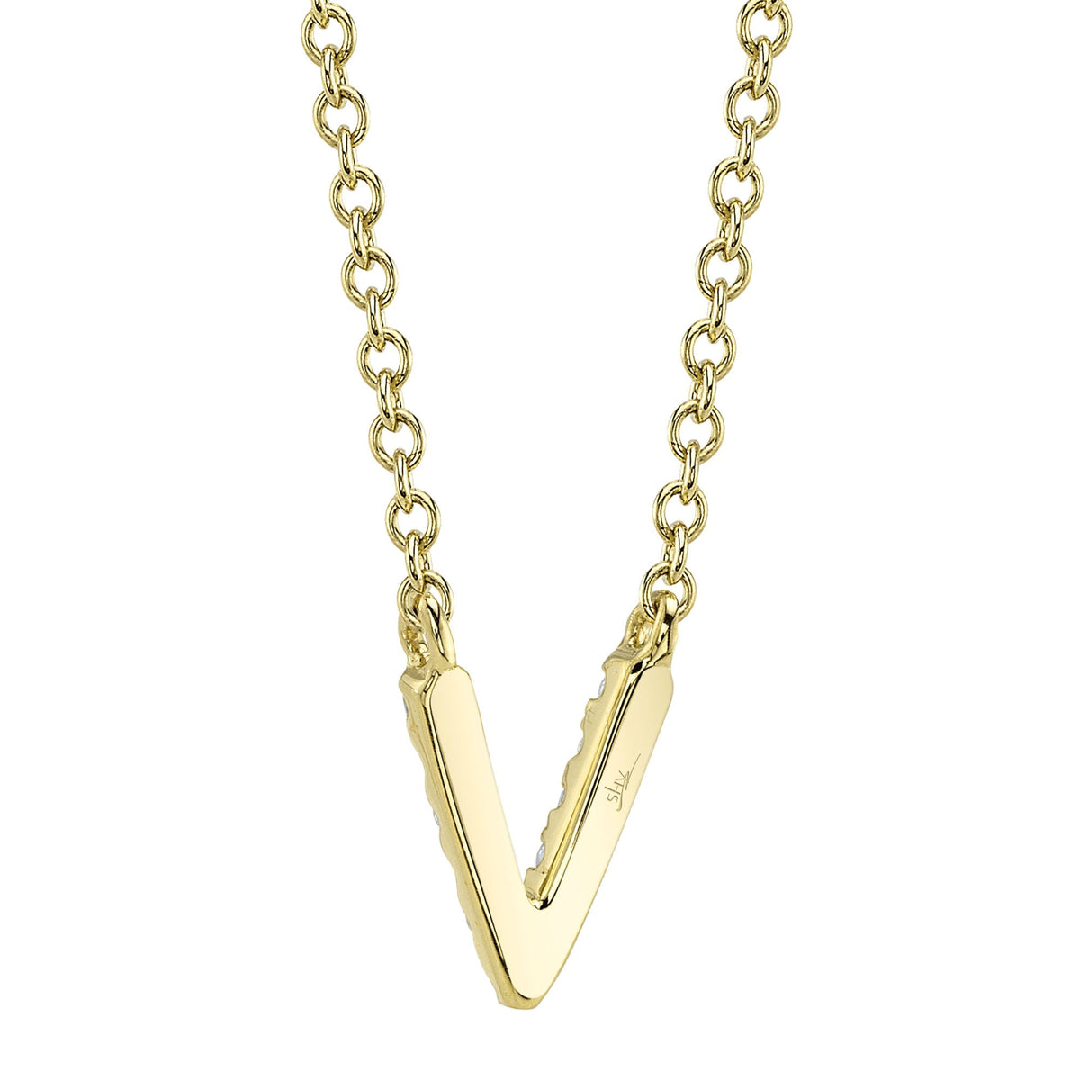0.03CT 14K Y/G DIAMOND NECKLACE - INITIAL V