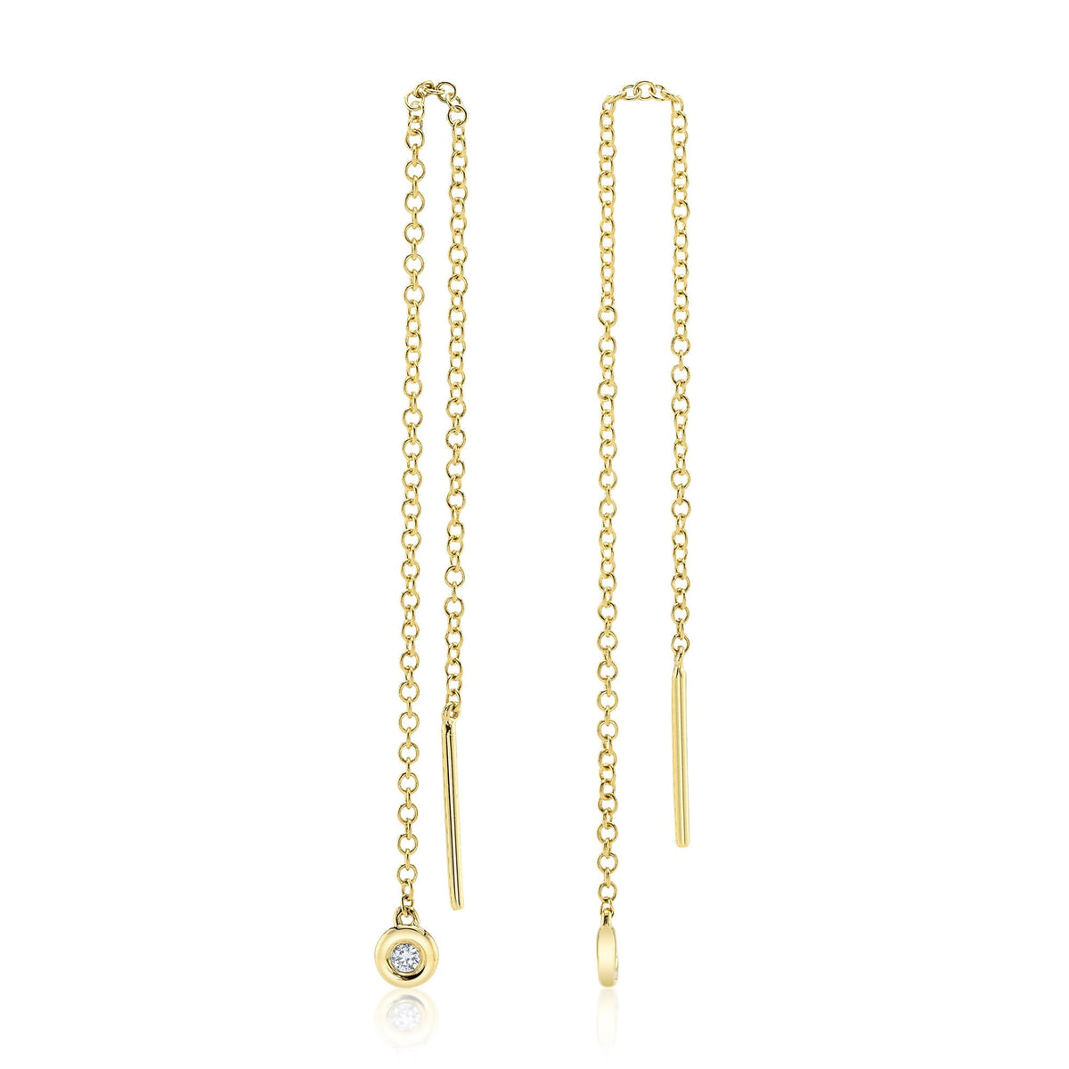 0.04CT 14K Y/G DIAMOND THREADER EARRING